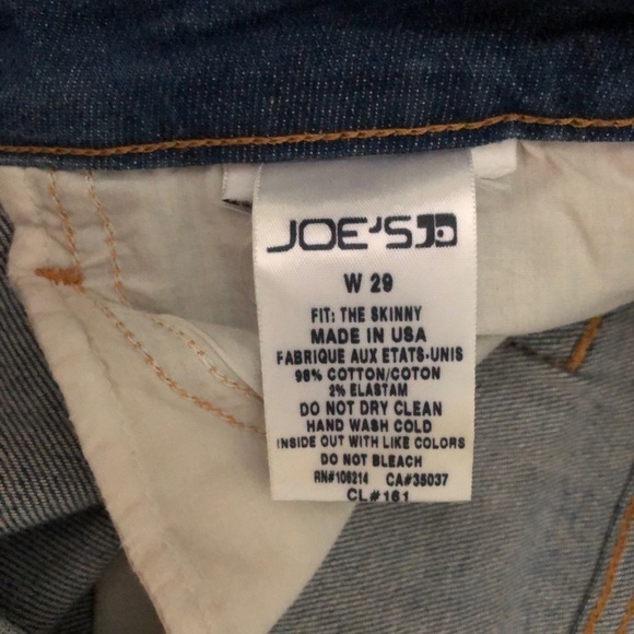Joe’s Jeans size 29 blue jeans with black waxed denim thigh to hem - Picture 8 of 13